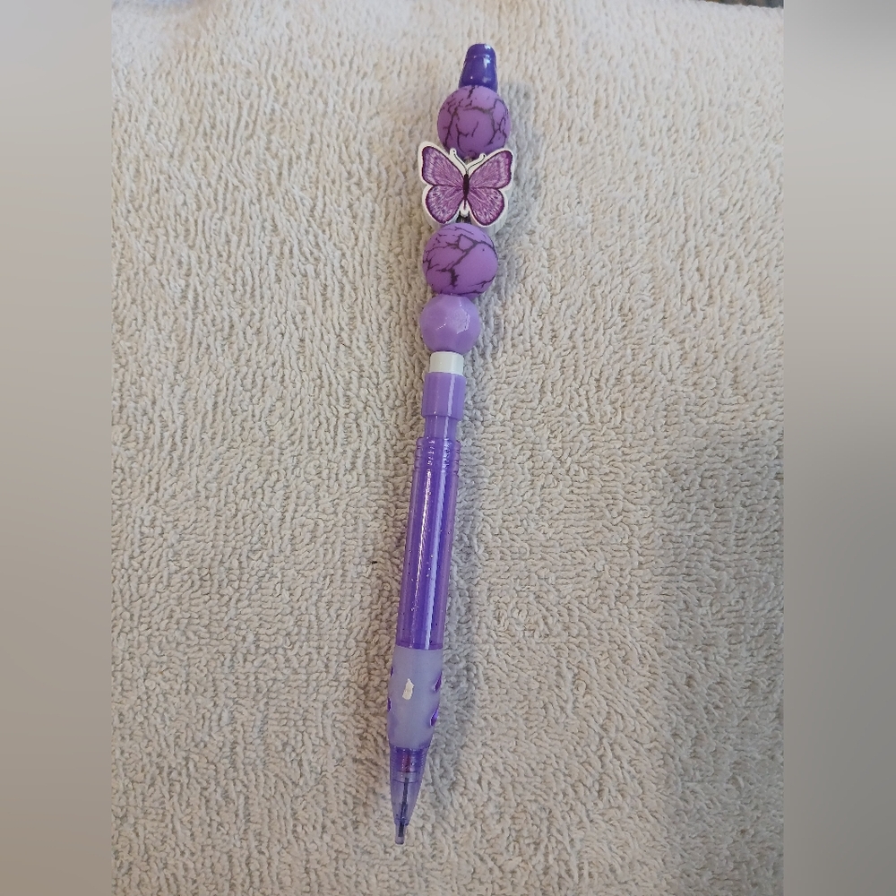 Purple Butterfly Beaded Kids Pencil